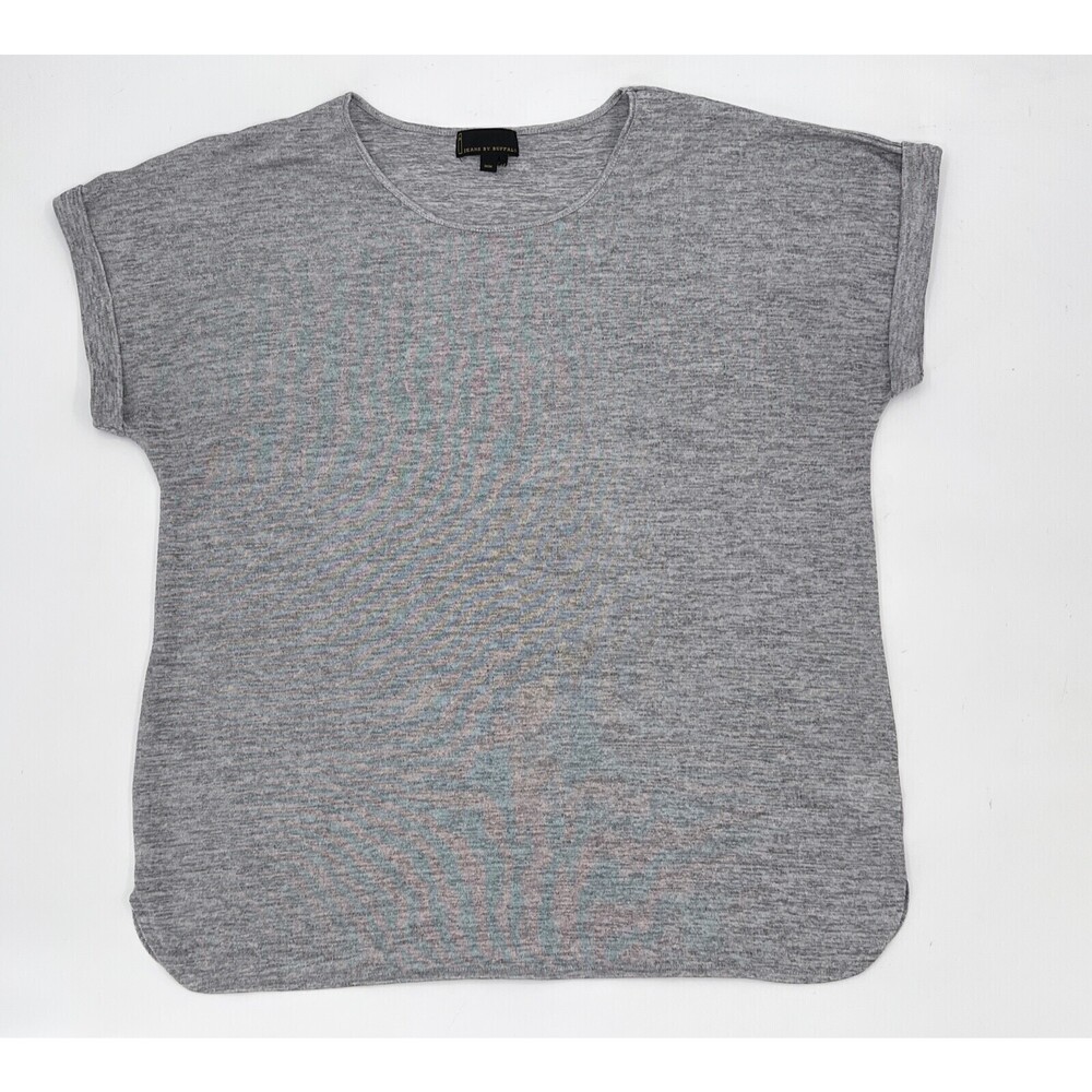 i Jeans by Buffalo Shirt Womens Medium Gray Blouse T-Shirt Crew Relaxed
